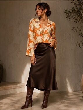 Vintage Moschino Cheap and Chic 80s 90s Orange Psychedelic Floral Blouse M